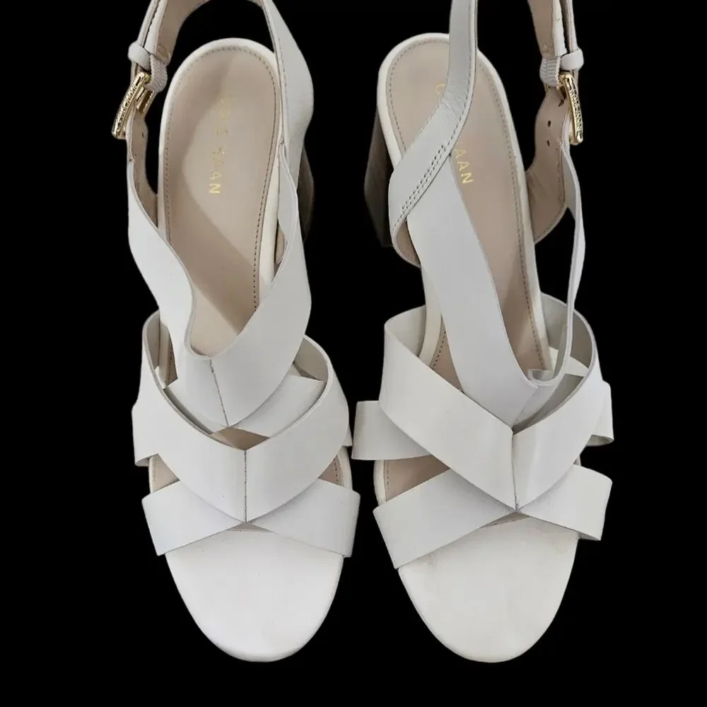 COLE HAAN Jamie Leather Sandals Chunky Heel size 7.5 - Picture 4 of 9